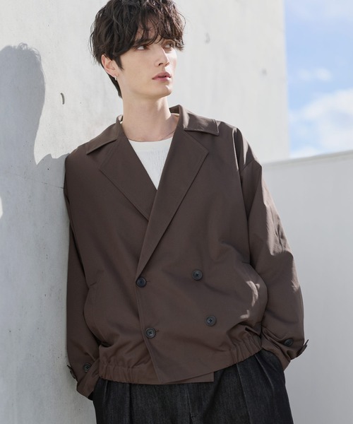 ETELIO(エテリオ)の「綿タッチスムースPコートダブルジャケット(テーラードジャケット・メンズ・ライトグレー/ブラウン/ブラック・S/M/L/XL)」の13枚目の写真