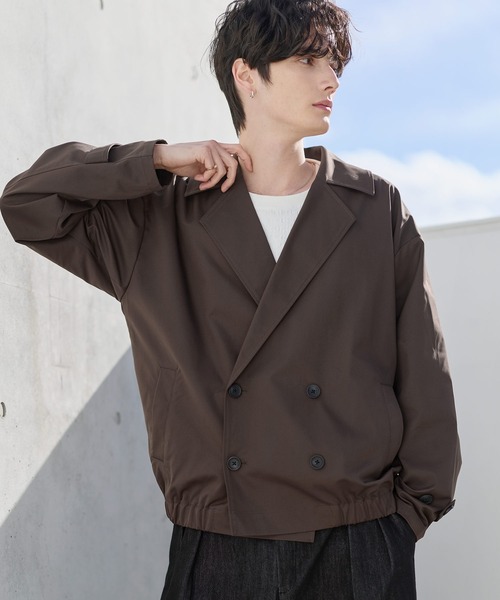 ETELIO(エテリオ)の「綿タッチスムースPコートダブルジャケット(テーラードジャケット・メンズ・ライトグレー/ブラウン/ブラック・S/M/L/XL)」の14枚目の写真