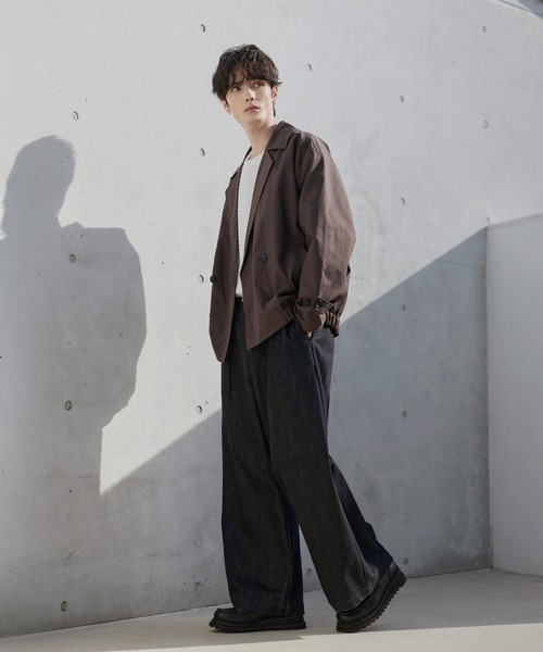 ETELIO(エテリオ)の「綿タッチスムースPコートダブルジャケット(テーラードジャケット・メンズ・ライトグレー/ブラウン/ブラック・S/M/L/XL)」の18枚目の写真