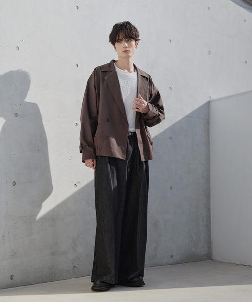 ETELIO(エテリオ)の「綿タッチスムースPコートダブルジャケット(テーラードジャケット・メンズ・ライトグレー/ブラウン/ブラック・S/M/L/XL)」の19枚目の写真