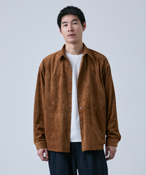 B.C STOCK(ベーセーストック)の「《追加》フェイクスエード シャツジャケット(ライダースジャケット・メンズ・チャコールグレー/キャメル/ブラウン・MEDIUM/LARGE)」の1枚目の写真