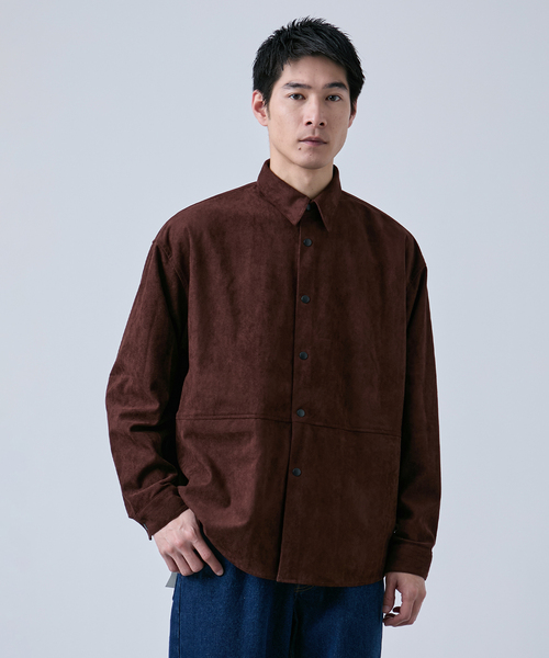 B.C STOCK（ベーセーストック）の「《追加》フェイクスエード シャツジャケット（ライダースジャケット・メンズ・チャコールグレー/キャメル/ブラウン・MEDIUM/LARGE）」の3枚目の写真