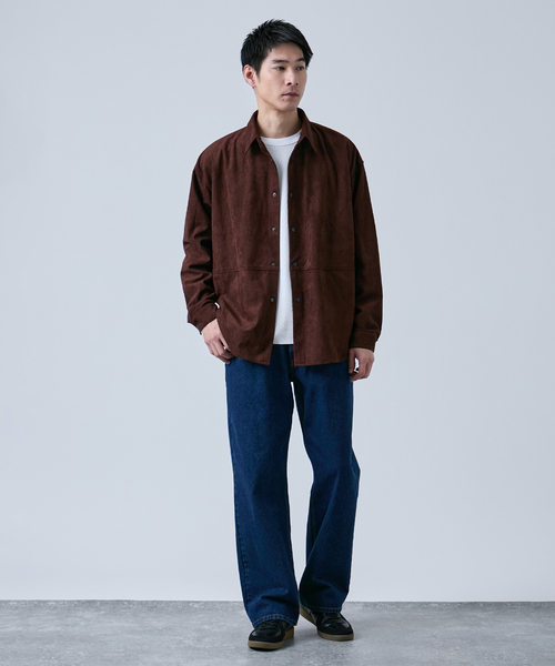 B.C STOCK（ベーセーストック）の「《追加》フェイクスエード シャツジャケット（ライダースジャケット・メンズ・チャコールグレー/キャメル/ブラウン・MEDIUM/LARGE）」の8枚目の写真