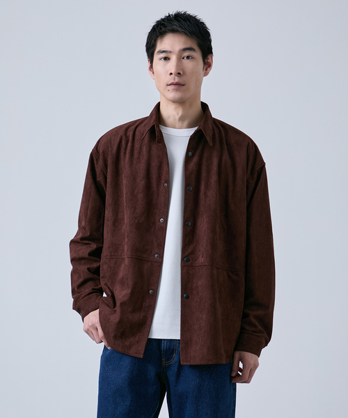 B.C STOCK（ベーセーストック）の「《追加》フェイクスエード シャツジャケット（ライダースジャケット・メンズ・チャコールグレー/キャメル/ブラウン・MEDIUM/LARGE）」の9枚目の写真