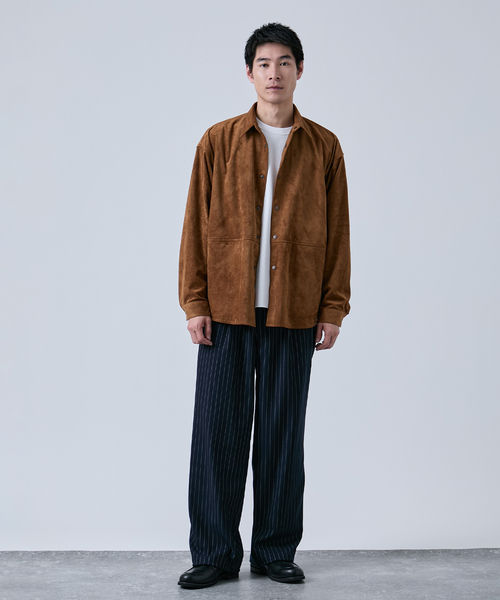 B.C STOCK（ベーセーストック）の「《追加》フェイクスエード シャツジャケット（ライダースジャケット・メンズ・チャコールグレー/キャメル/ブラウン・MEDIUM/LARGE）」の12枚目の写真