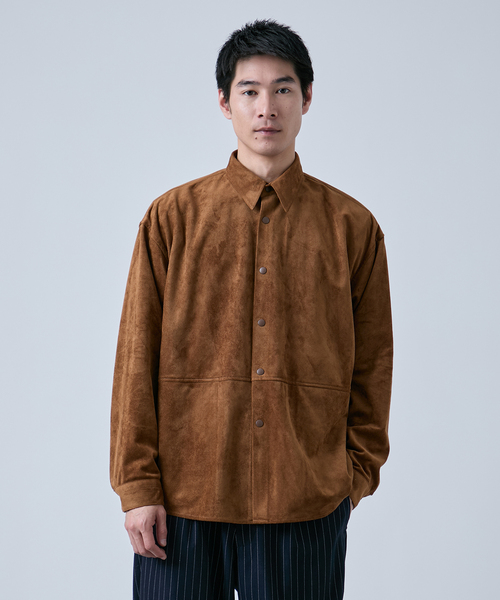 B.C STOCK（ベーセーストック）の「《追加》フェイクスエード シャツジャケット（ライダースジャケット・メンズ・チャコールグレー/キャメル/ブラウン・MEDIUM/LARGE）」の13枚目の写真