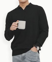 GOLDPERCENT（ゴールドパーセント）の「ビスコースソフトコージーカラーニット（ブラック、メンズ）（ポロシャツ）」