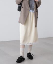 ◆レーストリムサテンミディスカート