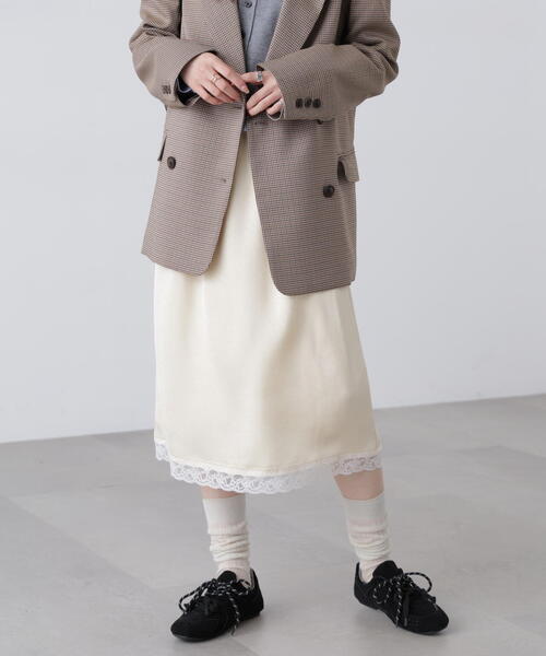 FREE'S MART（フリーズマート）の「◆レーストリムサテンミディスカート（スカート・レディース・ホワイト系その他/イエロー/ブラック系その他・FREE）」の3枚目の写真