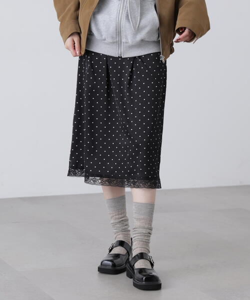 FREE'S MART（フリーズマート）の「◆レーストリムサテンミディスカート（スカート・レディース・ホワイト系その他/イエロー/ブラック系その他・FREE）」の4枚目の写真