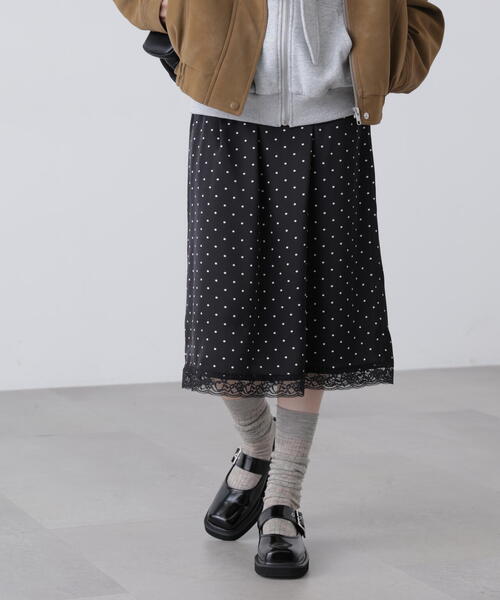 FREE'S MART（フリーズマート）の「◆レーストリムサテンミディスカート（スカート・レディース・ホワイト系その他/イエロー/ブラック系その他・FREE）」の5枚目の写真