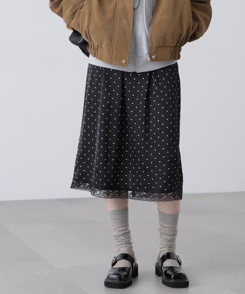 FREE'S MART（フリーズマート）の「◆レーストリムサテンミディスカート（スカート・レディース・ホワイト系その他/イエロー/ブラック系その他・FREE）」の6枚目の写真