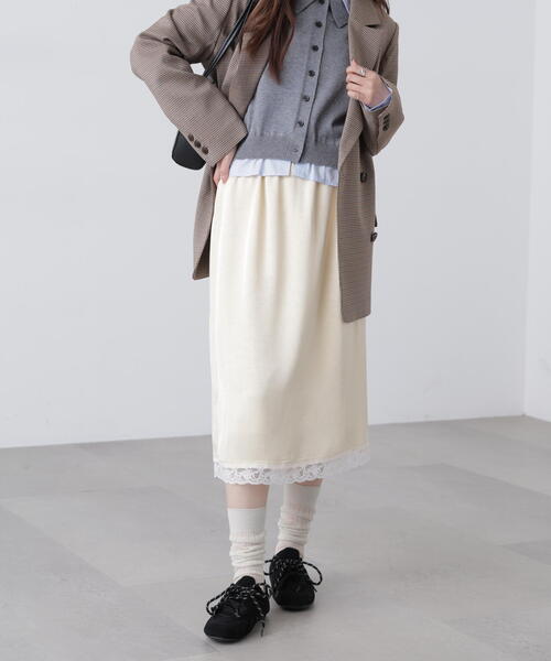 FREE'S MART（フリーズマート）の「◆レーストリムサテンミディスカート（スカート・レディース・ホワイト系その他/イエロー/ブラック系その他・FREE）」の13枚目の写真