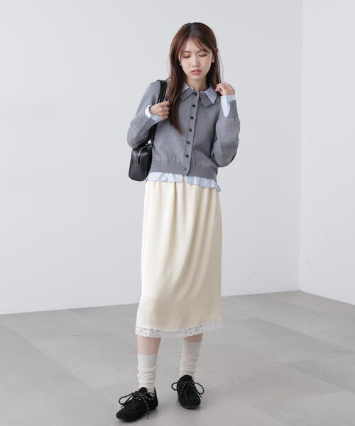 FREE'S MART（フリーズマート）の「◆レーストリムサテンミディスカート（スカート・レディース・ホワイト系その他/イエロー/ブラック系その他・FREE）」の10枚目の写真