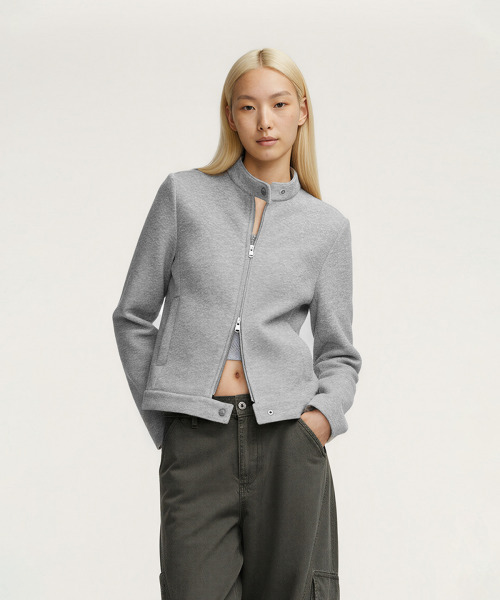 BUTTON SEOUL（ボタンソウル）の「[ウィメンズ] ライオセルスタンドカラージップアップジャケット (3 COLORS)（その他アウター・レディース・ミックスグレー/アイボリー/ブラウン・SMALL/MEDIUM/LARGE）」の7枚目の写真