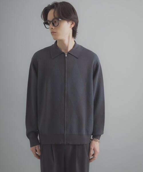 SENSE OF PLACE by URBAN RESEARCH(センスオブプレイスバイアーバンリサーチ)の「『洗濯可』アーガイルジップニットカーディガン(カーディガン/ボレロ・メンズ・ブルー/ネイビー・LARGE/MEDIUM)」の5枚目の写真