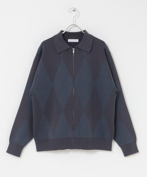 SENSE OF PLACE by URBAN RESEARCH(センスオブプレイスバイアーバンリサーチ)の「『洗濯可』アーガイルジップニットカーディガン(カーディガン/ボレロ・メンズ・ブルー/ネイビー・LARGE/MEDIUM)」の8枚目の写真