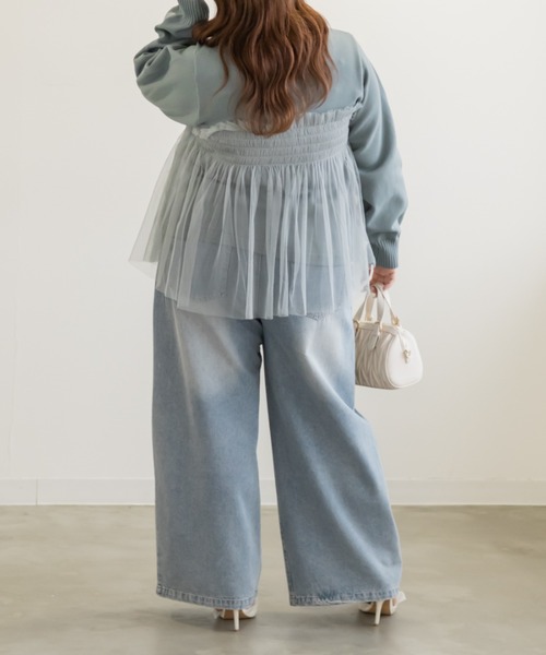 CLETTE(クレット)の「CLETTEオリジナルシャーリングチュールドッキングニット(ニット/セーター・レディース・ブラック/ブルーグリーン/チャコールグレー・4L/3L/LL)」の8枚目の写真
