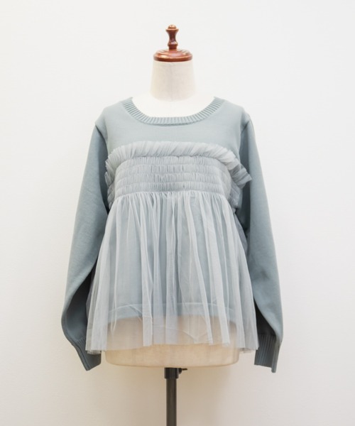 CLETTE(クレット)の「CLETTEオリジナルシャーリングチュールドッキングニット(ニット/セーター・レディース・ブラック/ブルーグリーン/チャコールグレー・4L/3L/LL)」の9枚目の写真