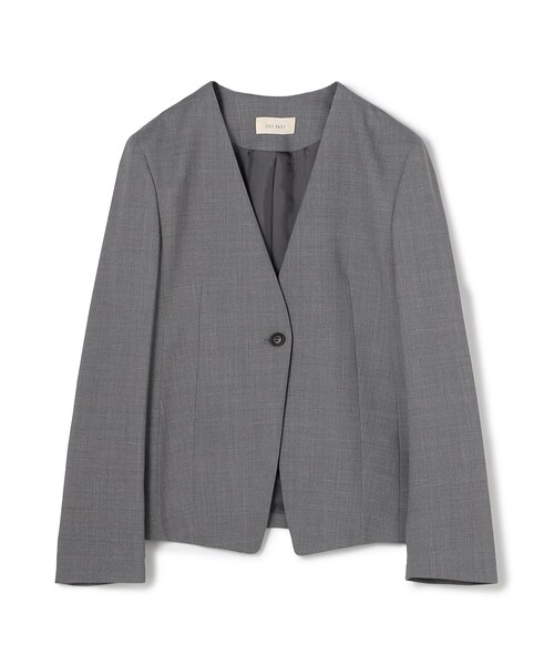 DES PRES（デ・プレ）の「ポリエステルウールバラシャ Vカラージャケット（ノーカラージャケット・レディース・ネイビー/ブラック/グレー・34/36）」の3枚目の写真