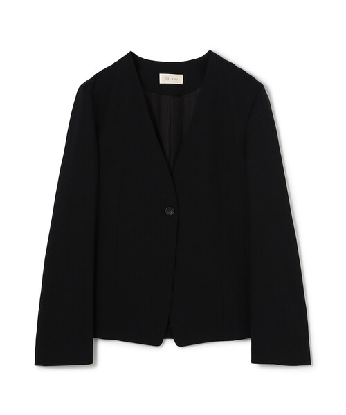 DES PRES（デ・プレ）の「ポリエステルウールバラシャ Vカラージャケット（ノーカラージャケット・レディース・ネイビー/ブラック/グレー・34/36）」の2枚目の写真