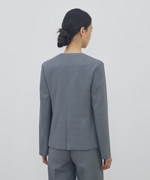 DES PRES（デ・プレ）の「ポリエステルウールバラシャ Vカラージャケット（ノーカラージャケット・レディース・ネイビー/ブラック/グレー・34/36）」の7枚目の写真