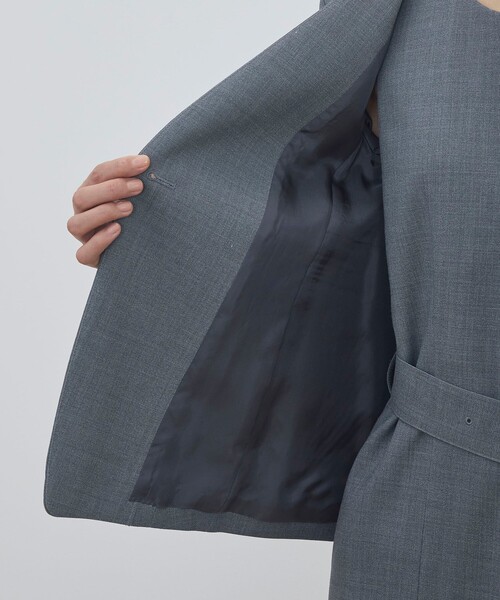 DES PRES（デ・プレ）の「ポリエステルウールバラシャ Vカラージャケット（ノーカラージャケット・レディース・ネイビー/ブラック/グレー・34/36）」の8枚目の写真