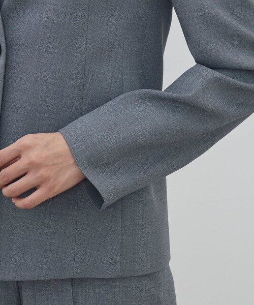 DES PRES（デ・プレ）の「ポリエステルウールバラシャ Vカラージャケット（ノーカラージャケット・レディース・ネイビー/ブラック/グレー・34/36）」の10枚目の写真