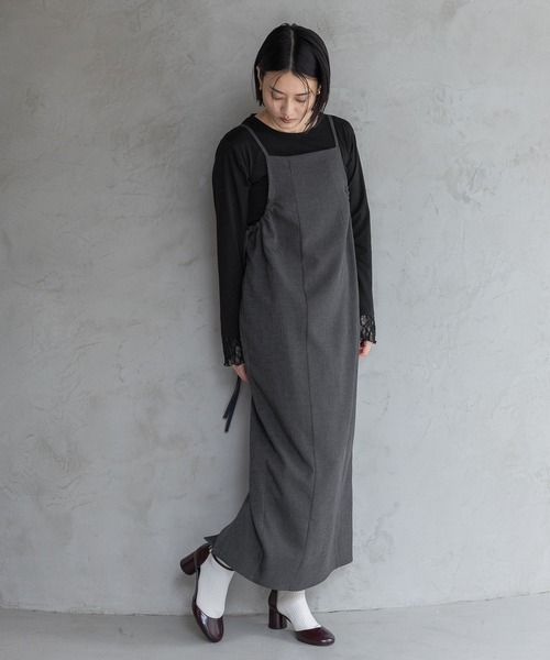 A part by（アパートバイ）の「【多機能】リネンライクキャミワンピース（ワンピース・レディース・ブルー/ベージュ/チャコールグレー・FREE）」の4枚目の写真