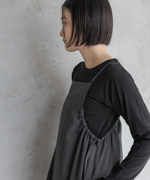 A part by（アパートバイ）の「【多機能】リネンライクキャミワンピース（ワンピース・レディース・ブルー/ベージュ/チャコールグレー・FREE）」の7枚目の写真