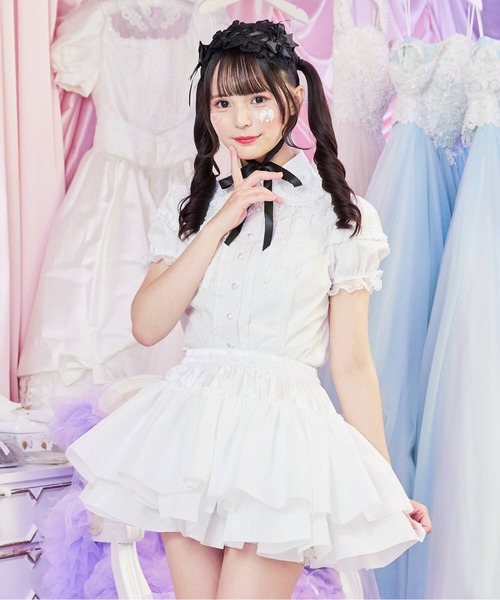 BODYLINE(ボディライン)の「二段レイヤードのフリルスカートパニエ(スカート・レディース・オフホワイト・M)」の1枚目の写真