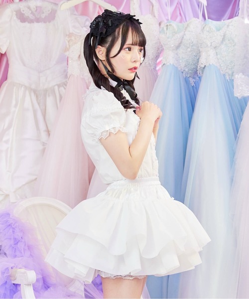 BODYLINE(ボディライン)の「二段レイヤードのフリルスカートパニエ(スカート・レディース・オフホワイト・M)」の3枚目の写真