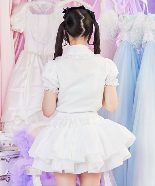 BODYLINE(ボディライン)の「二段レイヤードのフリルスカートパニエ(スカート・レディース・オフホワイト・M)」の5枚目の写真