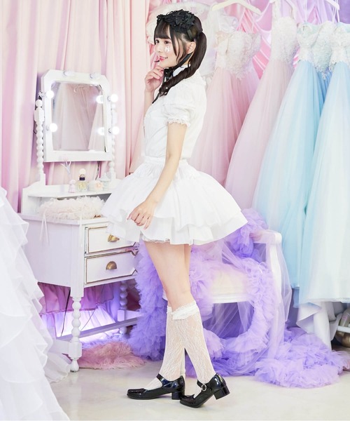 BODYLINE(ボディライン)の「二段レイヤードのフリルスカートパニエ(スカート・レディース・オフホワイト・M)」の8枚目の写真