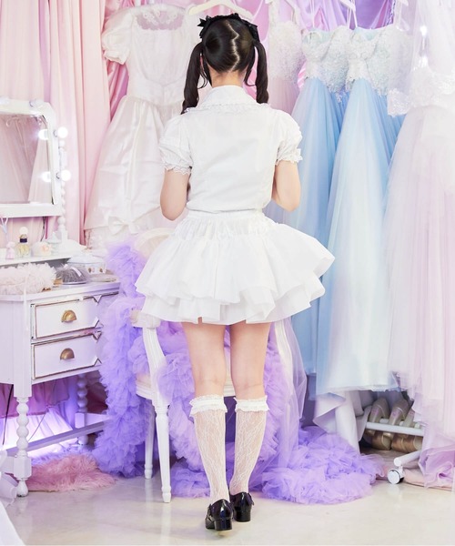BODYLINE(ボディライン)の「二段レイヤードのフリルスカートパニエ(スカート・レディース・オフホワイト・M)」の9枚目の写真