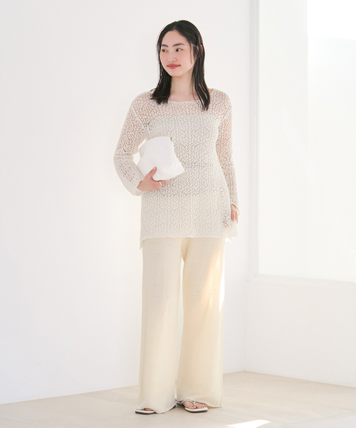 plage（プラージュ）の「organic linen 混 ニットパンツ（その他パンツ・レディース・ブラウン/アイボリー・36/38）」の3枚目の写真