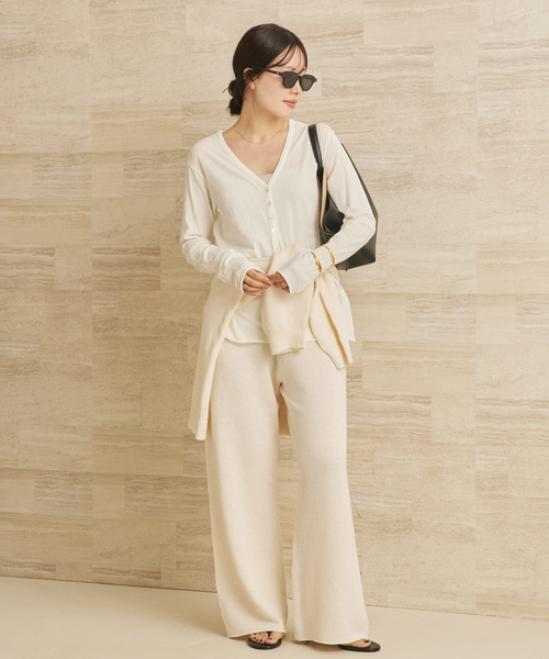 plage（プラージュ）の「organic linen 混 ニットパンツ（その他パンツ・レディース・ブラウン/アイボリー・36/38）」の4枚目の写真