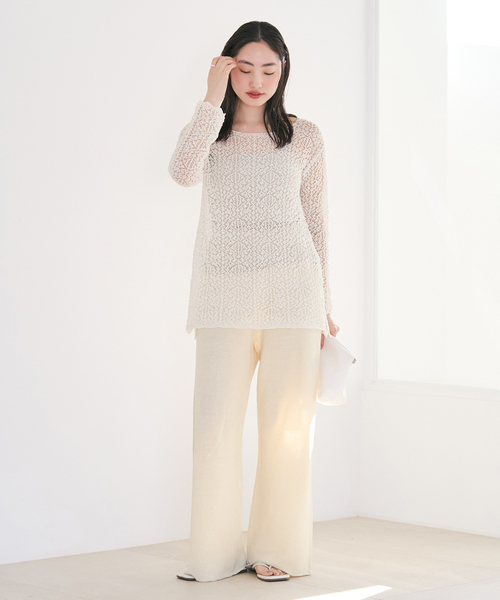 plage（プラージュ）の「organic linen 混 ニットパンツ（その他パンツ・レディース・ブラウン/アイボリー・36/38）」の7枚目の写真