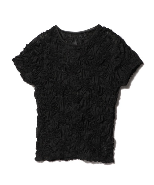 ESTNATION(エストネーション)の「ESTNATION / シャーリング フラワー Tシャツ(Tシャツ/カットソー・レディース・オフホワイト/レッド/ブラック・FREE)」の2枚目の写真