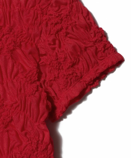 ESTNATION(エストネーション)の「ESTNATION / シャーリング フラワー Tシャツ(Tシャツ/カットソー・レディース・オフホワイト/レッド/ブラック・FREE)」の6枚目の写真