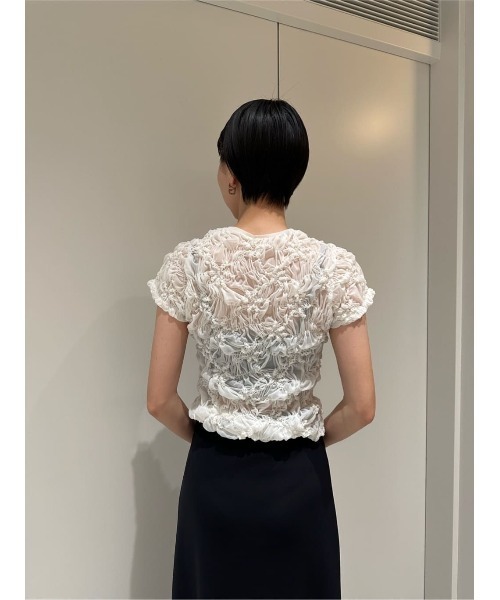 ESTNATION（エストネーション）の「ESTNATION / シャーリング フラワー Tシャツ（Tシャツ/カットソー・レディース・オフホワイト/レッド/ブラック・FREE）」の13枚目の写真