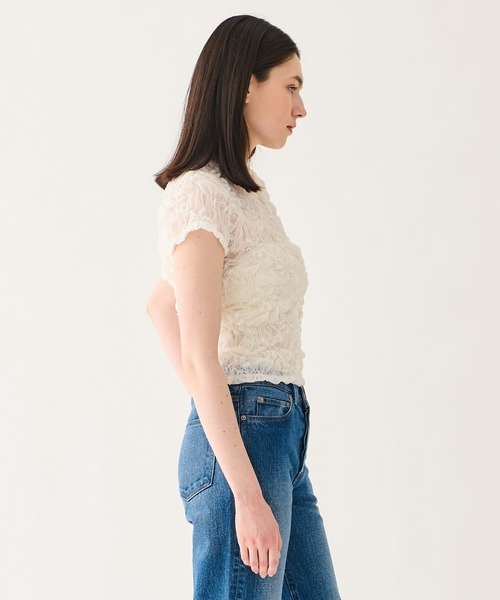 ESTNATION（エストネーション）の「ESTNATION / シャーリング フラワー Tシャツ（Tシャツ/カットソー・レディース・オフホワイト/レッド/ブラック・FREE）」の14枚目の写真