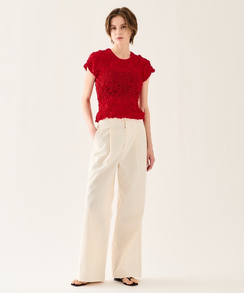 ESTNATION（エストネーション）の「ESTNATION / シャーリング フラワー Tシャツ（Tシャツ/カットソー・レディース・オフホワイト/レッド/ブラック・FREE）」の21枚目の写真