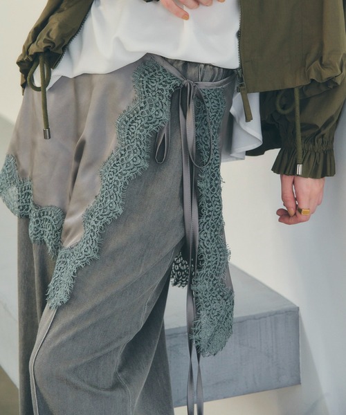 Editt by YECCA VECCA(エディットバイイェッカヴェッカ)の「【2点SET】レイヤードワイドパンツ(その他パンツ・レディース・グレー/ブルー・FREE)」の2枚目の写真