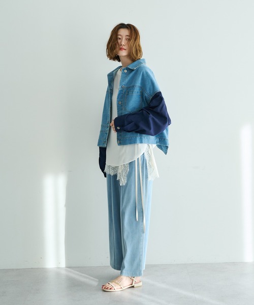 Editt by YECCA VECCA(エディットバイイェッカヴェッカ)の「【2点SET】レイヤードワイドパンツ(その他パンツ・レディース・グレー/ブルー・FREE)」の6枚目の写真