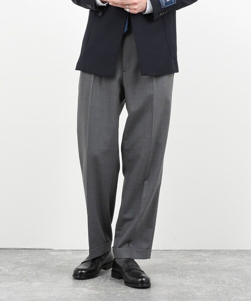 NOLLEY’S(ノーリーズ)の「ウォッシャブルウール 2タック ワイドスラックス 26SS / サイドアジャスター付き / ベルトレス / イージーケア / 美シルエット(スラックス・メンズ・チャコールグレー/ベージュ/ブルー系その他・S/M/L/XL)」の9枚目の写真