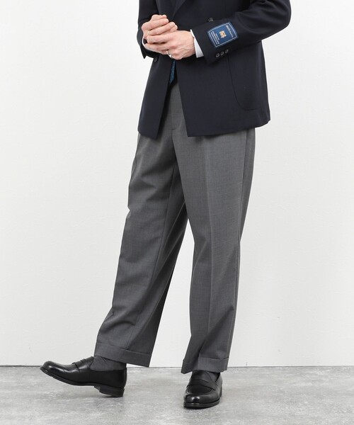 NOLLEY’S(ノーリーズ)の「ウォッシャブルウール 2タック ワイドスラックス 26SS / サイドアジャスター付き / ベルトレス / イージーケア / 美シルエット(スラックス・メンズ・チャコールグレー/ベージュ/ブルー系その他・S/M/L/XL)」の8枚目の写真