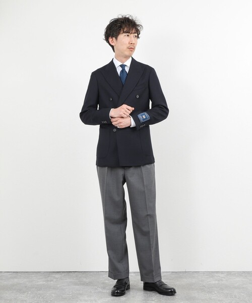 NOLLEY’S(ノーリーズ)の「ウォッシャブルウール 2タック ワイドスラックス 26SS / サイドアジャスター付き / ベルトレス / イージーケア / 美シルエット(スラックス・メンズ・チャコールグレー/ベージュ/ブルー系その他・S/M/L/XL)」の5枚目の写真