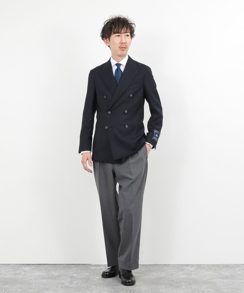 NOLLEY’S(ノーリーズ)の「ウォッシャブルウール 2タック ワイドスラックス 26SS / サイドアジャスター付き / ベルトレス / イージーケア / 美シルエット(スラックス・メンズ・チャコールグレー/ベージュ/ブルー系その他・S/M/L/XL)」の4枚目の写真