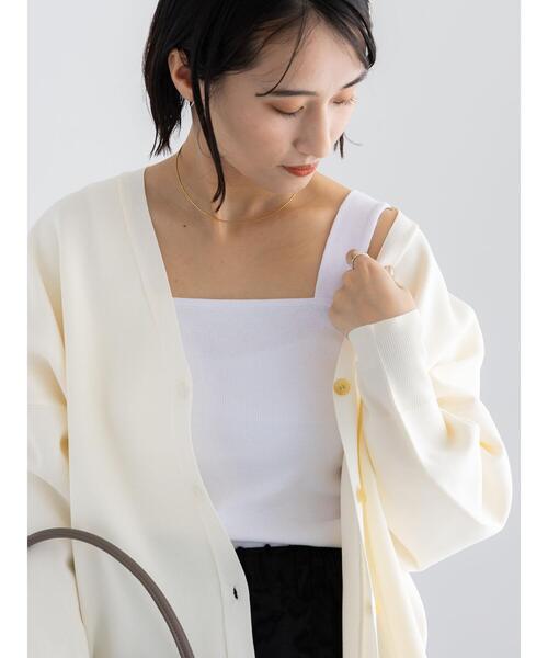 Te chichi（テチチ）の「テレコスクエアタンクトップ（Tシャツ/カットソー・レディース・チャコールグレー/オフホワイト/ブラック・F）」の2枚目の写真